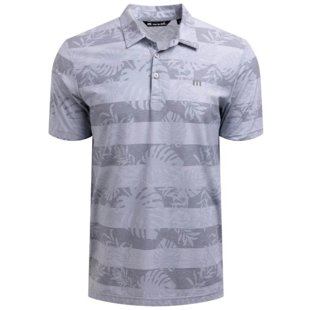 Travis Mathew Gray Striped Sporty Preppy Casual Brekkie Golf Polo Size 2XL